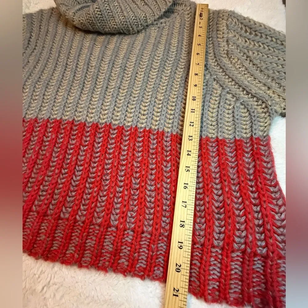 Cliché Chunky Knit Boxy Cowl Neck Sweater M Colorblock - Picture 6 of 11